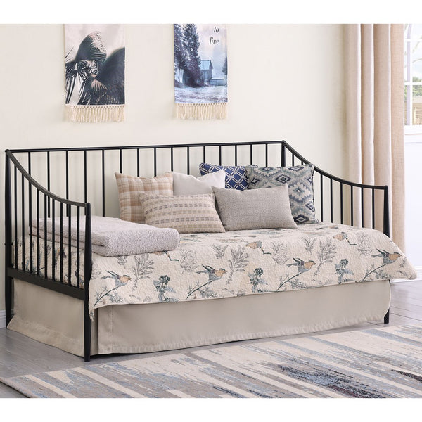 English Elm Jeremy Matte Black Twin Daybed Frame – Powder-Coated Metal, Slim Airy Profile, Sloping Sides & Tapered Posts (Ideal for Kids, Office, Multifunctional Spaces) B062S01354