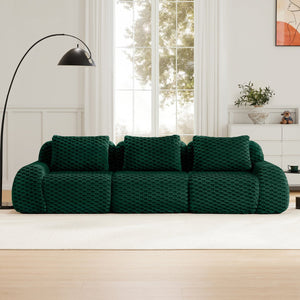 English Elm 114" Modular Cloud Sectional Sofa Flannelette Upholstery Deep Seat Living Room Couch Green W714S01525