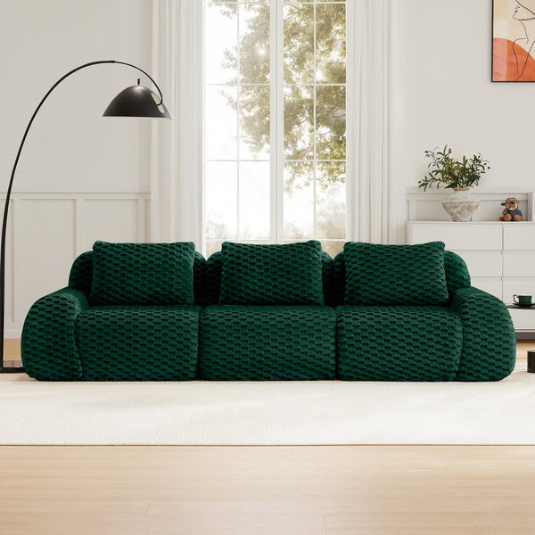 English Elm 114" Modular Cloud Sectional Sofa Flannelette Upholstery Deep Seat Living Room Couch Green W714S01525