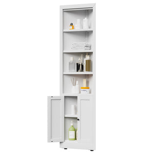 English Elm 71" Tall Corner Metal Cabinet with 5 Tiers Adjustable Shelves for Pantry or Bath W2735P428813