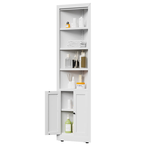 English Elm 71" Tall Corner Metal Cabinet with 5 Tiers Adjustable Shelves for Pantry or Bath W2735P428813