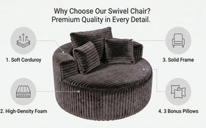 English Elm Round Oversized Corduroy Chaise Lounge Armless Circular Sofa for Bedroom Living Room W5527P489260