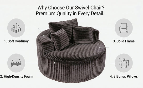 English Elm Round Oversized Corduroy Chaise Lounge Armless Circular Sofa for Bedroom Living Room W5527P489260