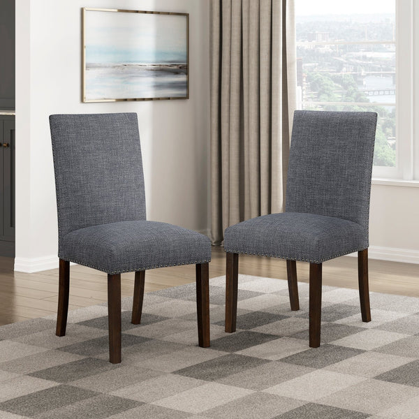 English Elm Classic 9 Piece Acacia Veneer Dining Set with Parsons Chairs and Nailhead Trim Dark Brown,Gray B011S02247