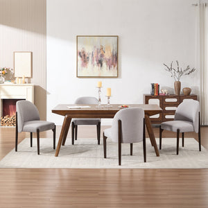 English Elm Wooden Wingback Dining Chairs Upholstered Farmhouse Modern Set with Lumbar Support Grey W3244P429256