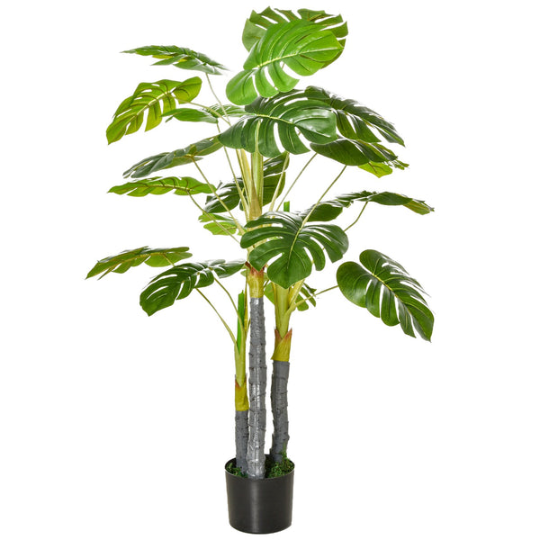 English Elm HOMCOM Realistic 4FT Monstera Tree in Nursery Pot, 924 Lifelike Leaves, Durable Outdoor/Indoor Decor W2225P217283