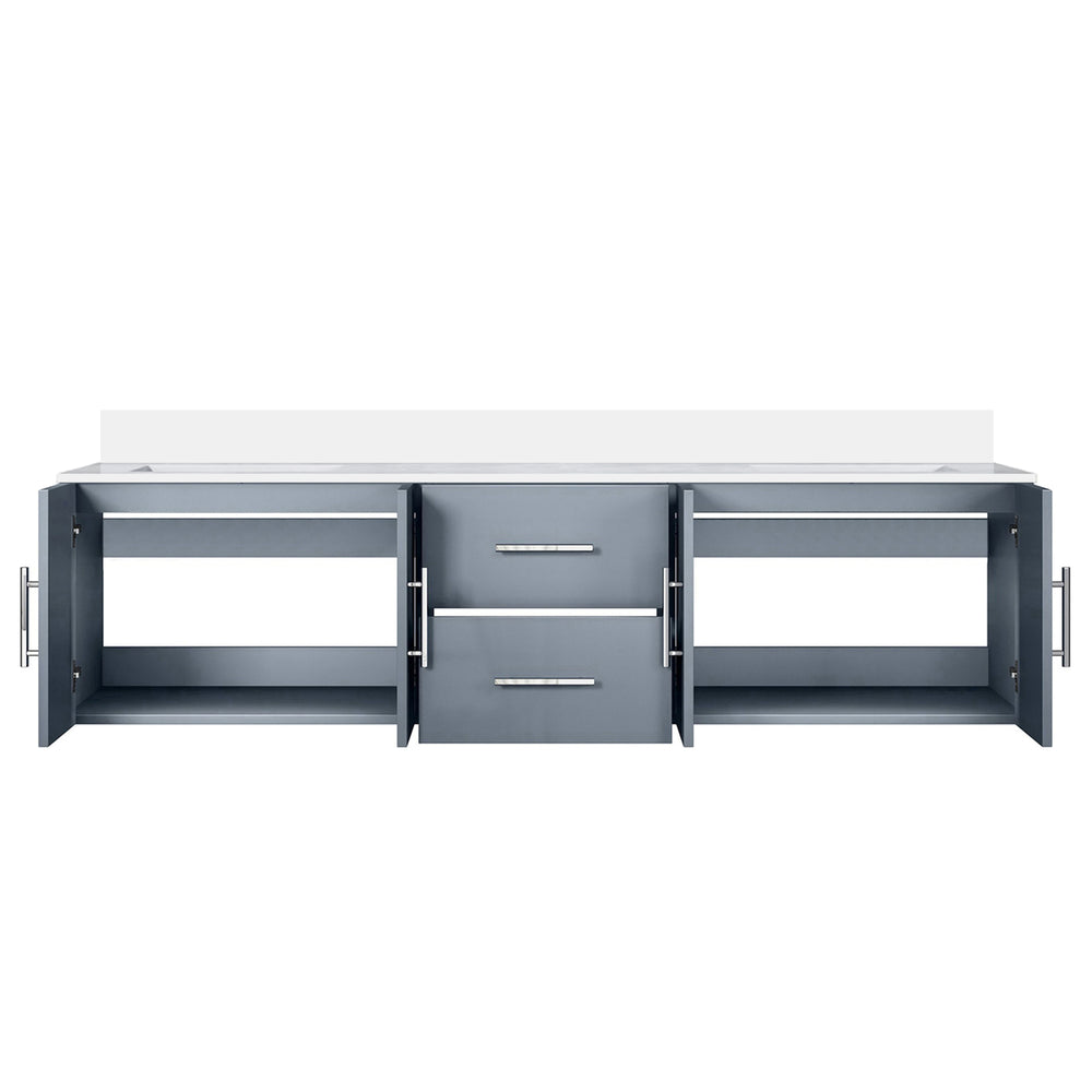 English Elm Dark Grey Double Bath Vanity 72" W x 22" D with White Quartz Top, Solid Wood, Soft-Close Drawers, Ample Storage B2731P258693