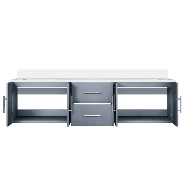 English Elm Dark Grey Double Bath Vanity 72" W x 22" D with White Quartz Top, Solid Wood, Soft-Close Drawers, Ample Storage B2731P258693