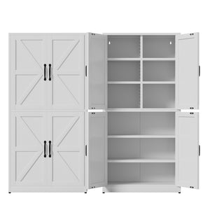 English Elm White Powder-coated Steel Pantry Cabinet with Adjustable Shelves for Kitchen or Bath T2398P413027