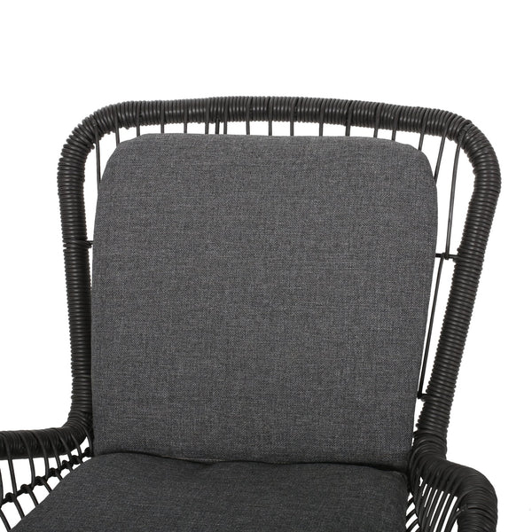 English Elm Christopher Knight Home® - Mccaskill Patio Chair Set of 2 with Water-Resistant Cushions, Durable Rattan Weave & Iron Frame Stability Grey 64877.00GRY