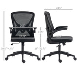 English Elm Vinsetto Mid-Back Mesh Home Office Chair, Ergonomic Computer Task Chair With Lumbar Back Support, Adjustable Height, and Flip-Up Arms, Black