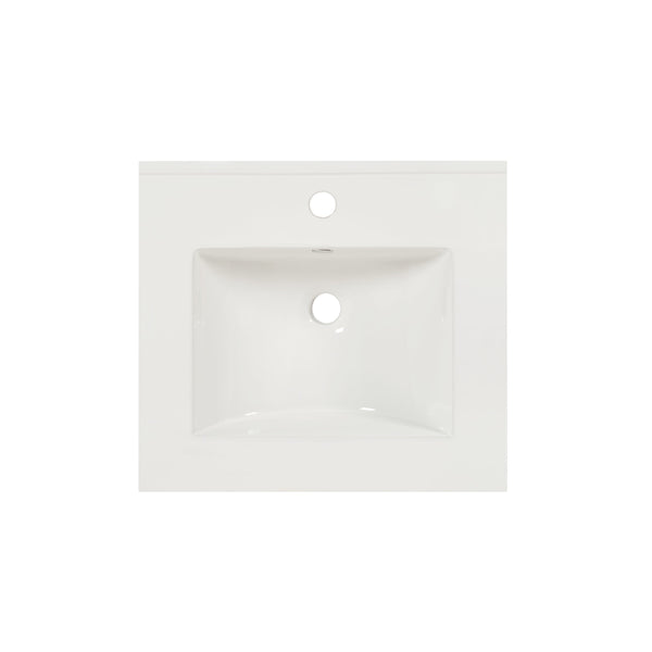 English Elm 20 Inch Solid Wood Bathroom Vanity Pre-assembled Ceramic Basin Adjustable Storage W2316P379994