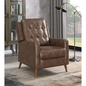 English Elm Davidson Plush Brown Tufted Leatherette Recliner - Timeless Upholstered Comfort, Solid Hardwood Legs B062P344946