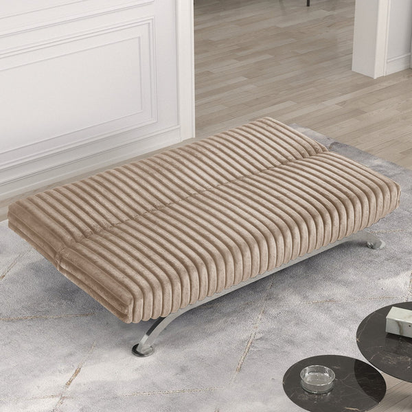 English Elm Futon Modern convertible sofa bed with chrome-reinforced metal legs, foam cushions, sleek engineered frame taupe 45 L x 72 W x 9 H B2741P363832