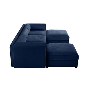 English Elm Elegant Blue Chenille Sofa With Hidden Storage, Ergonomic Design & Modular U-Shaped Comfort For Modern Homes W714S01051