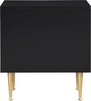 English Elm Modern White Nightstand with Gold Accents and Soft-Close 3 Drawers — Chic Wooden Bedside Table Black+Gold 27 L x 21 W x 21 H B011P353751
