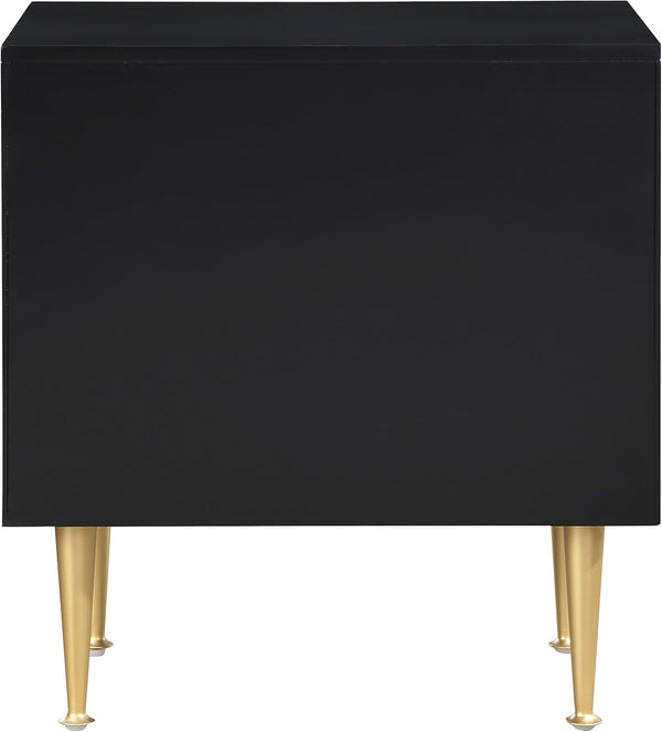 English Elm Modern White Nightstand with Gold Accents and Soft-Close 3 Drawers — Chic Wooden Bedside Table Black+Gold 27 L x 21 W x 21 H B011P353751