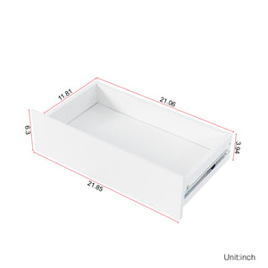 English Elm 63" Large Kitchen Hutch Cabinet with Microwave Shelf, 4 Doors & Drawers, Cable Management Storage White W331S00167