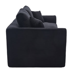 English Elm UNITED Cloud Couch Modular Sectional Sofa with Corduroy Cover, Ergonomic 2-Seater, No Assembly Needed Black W1568P371120