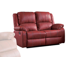 English Elm Zuriel Red Faux Leather Motion Loveseat with Pocket Coil Seats, Reclining Comfort & Pillow Arms B2726P285313