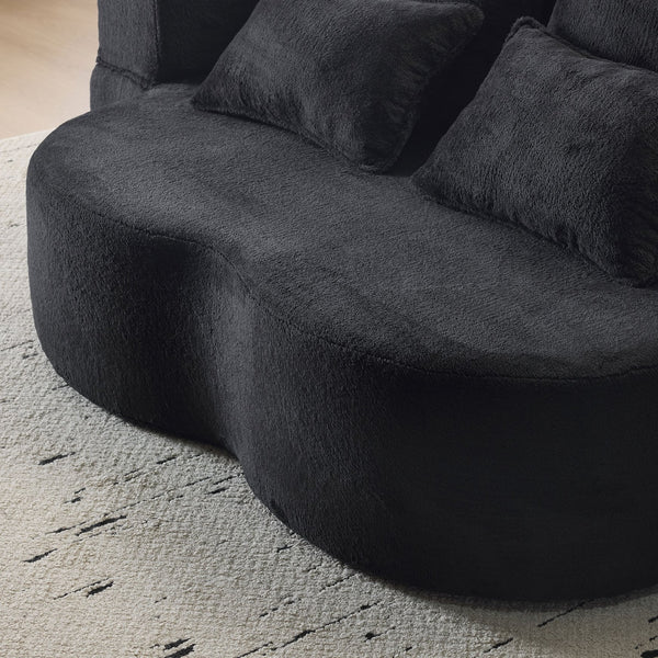 English Elm Queen Foldable Sofa Bed Plush Chenille Futon with High-Density Foam Convertible Sleeper Mattress Comfort Black W1829P280218