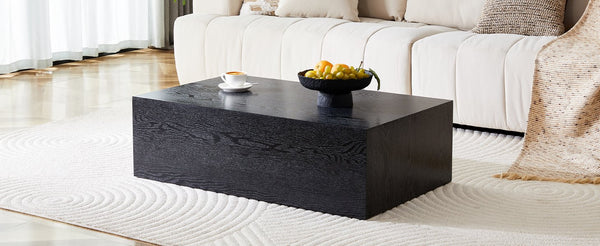 English Elm 39.3*23.6*11.8 Low Profile Mdf Coffee Table Black Wood Grain Finish Modern Living Room W1151P433600