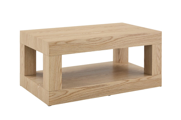 English Elm Modern Two Tier Rectangular Coffee Table with Open Shelf Mdf Living Room Storage W3875P389552