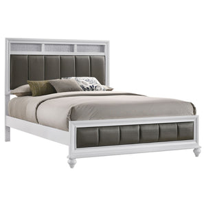 English Elm Talia Queen Panel Bed - White & Grey Upholstered Design With Metallic Accents For Modern Elegance B062S01079-GIGA