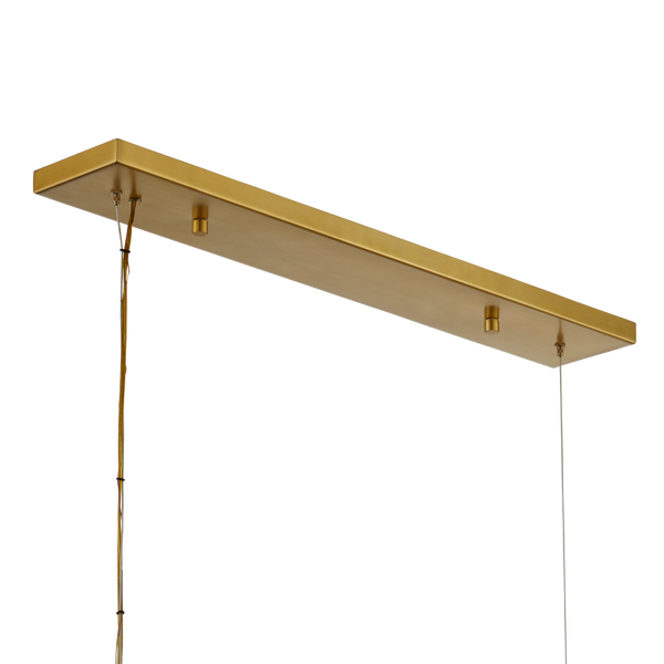 Barcarolle Linear Chandelier - Elegant Brass Fixture with White Globes for Stunning Illumination