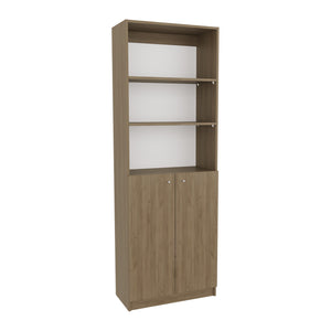 English Elm Home 2-Door Bookcase Beige – Modern MDF Storage Cabinet with Dual Doors, Multi-Tier Shelves, Versatile Room Use B200P335317