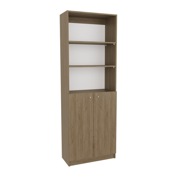 English Elm Home 2-Door Bookcase Beige – Modern MDF Storage Cabinet with Dual Doors, Multi-Tier Shelves, Versatile Room Use B200P335317