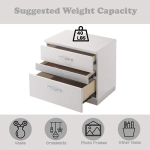 English Elm Naima White High Gloss Nightstand with Jewelry Drawer, Felt-Lined 3-Drawer Modern Accent Table B2726P261854