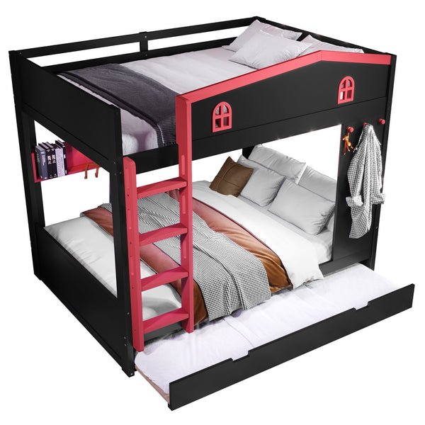 English Elm Twin Xl Solid Pine Loft Bed with Built-in Led Lighting and Storage Shelves W1580S00393