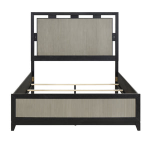 English Elm Contemporary Reeded Panel Platform Bed with Led Backlit Headboard for Modern Bedrooms B011S02288