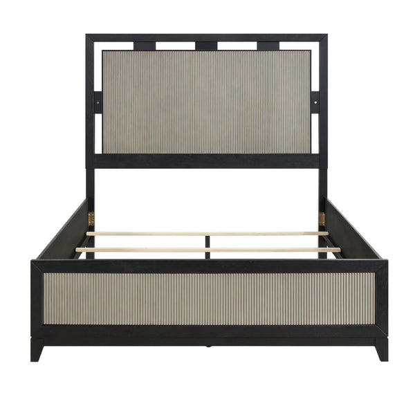 English Elm Contemporary Reeded Panel Platform Bed with Led Backlit Headboard for Modern Bedrooms B011S02288