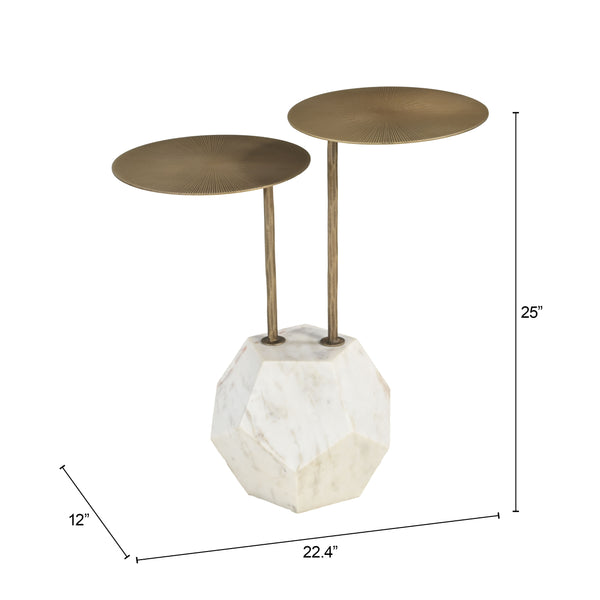 Zuo Modern Anten Side Table In Brass & White – Elegant Marble Top With Durable Iron Frame For Modern Spaces Brass Iron,Natural Marble 110607-zuo-modern