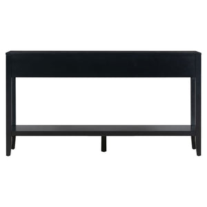 English Elm U_Style 62.2'' Farmhouse Console Table With 3 Drawers, Open Shelf & Iron Handles For Home Organization N711P234485B-GIGA