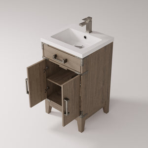 English Elm Grey Oak Single Bath Vanity With Acrylic Top & Faucet Set - Stylish Storage For Compact Spaces B2731P259737
