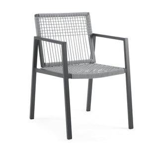 English Elm Christopher Knight Home® - Outdoor 7-Piece Dining Set: Modern Aluminum Chairs With Rope Seating & Faux Wood Table, Gray-Black N768P196697G_60452.00