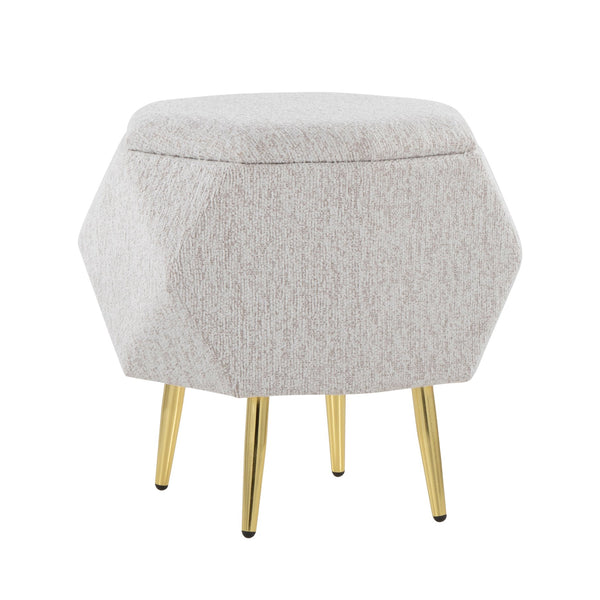 English Elm Ottoman Upholstered Storage Footrest with Metallic Legs for Living Room Bedroom Light Grey B202P471508