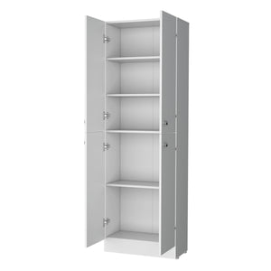 English Elm White 71.1" Pantry Cabinet with 5 Hidden Shelves, 4 Doors — Sleek White Storage for Modern Kitchens B062P193659