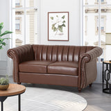 Christopher Knight Home® - Noble House - Glenmont Contemporary Channel Stitch Loveseat with Nailhead Trim