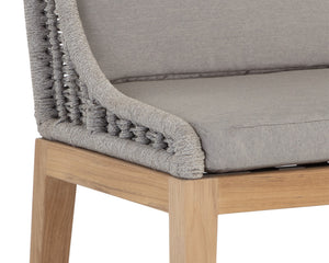 Sunpan Sorrento Stylish Outdoor Barstool with Durable Teak Wood Base and Weather-Resistant Fabric Seat Palazzo Taupe