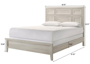 English Elm 1pc Elegant Panel Queen Bed with Framed Headboard and Recessed Detailing for Serene Bedroom Retreat Antique White 82.05 L x 33.98 W x 5.91 H B2741S00598