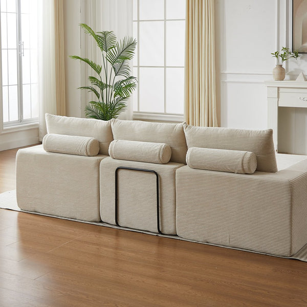 English Elm 99-Inch L-Shaped Corduroy Sectional Sofa With Chaise & 3 Pillows – Modern Comfort For Any Room! W834S00490