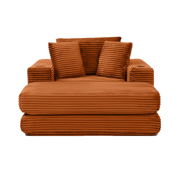 English Elm 52.4'' Boneless Foam Chaise Lounge Convertible Corduroy Sofa Bed for Living Room Orange W1117P410672