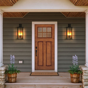 English Elm 30"(H) Elegant 4-Light Black Outdoor Wall Lantern Sconce Frosted Glass Weatherproof Porch Light W2312P374781