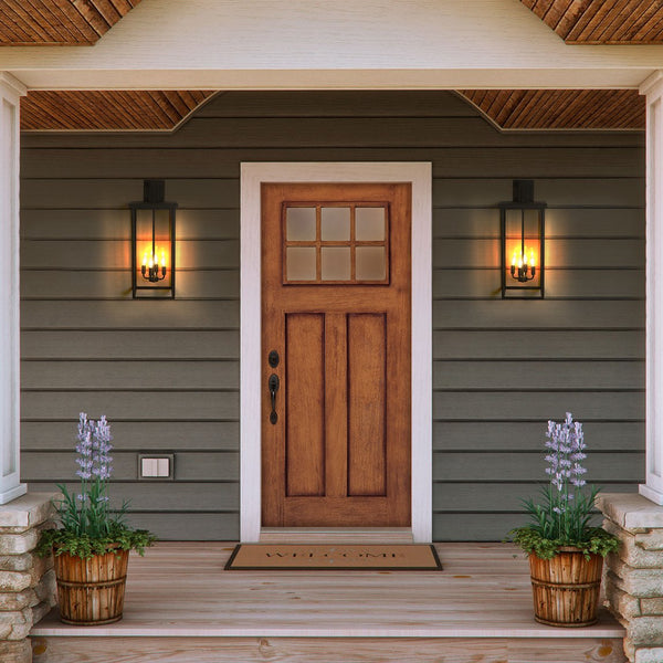 English Elm 30"(H) Elegant 4-Light Black Outdoor Wall Lantern Sconce Frosted Glass Weatherproof Porch Light W2312P374781