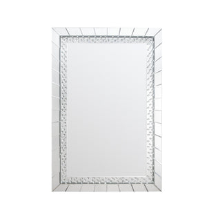 English Elm Nysa Rectangular Wall Mirror with Beveled Frame and Faux Crystal Inlay for Glam Decor B2726P446662