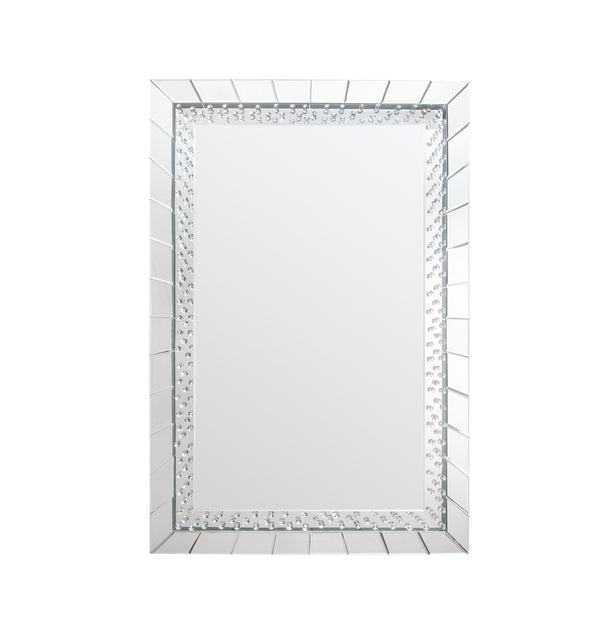 English Elm Nysa Rectangular Wall Mirror with Beveled Frame and Faux Crystal Inlay for Glam Decor B2726P446662